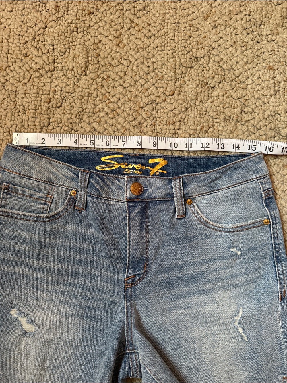 Seven7 Light Blue Distressed Denim Cutoff Shorts - Picture 6 of 8